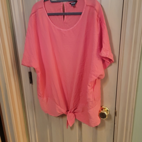 Womens Plus Sz XXL Peach Tie Front Shirt Buffalo David Bitton - Picture 9 of 9